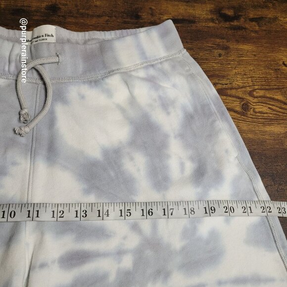 Abercrombie & Fitch Soft Fleece Tie Dye Shorts Size L Pockets Blue Gray White - Picture 7 of 11